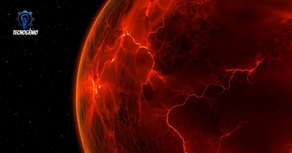 planeta k2-18b com sol vermelho