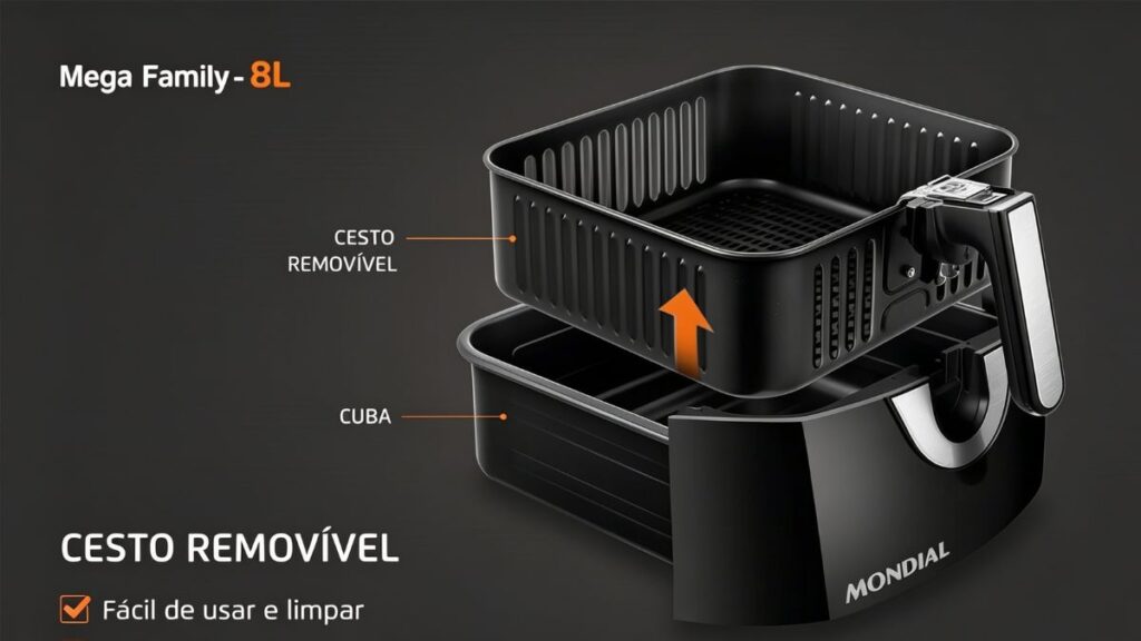 Air Fryer Mondial AFN-80-BI 8 litros preta e inox