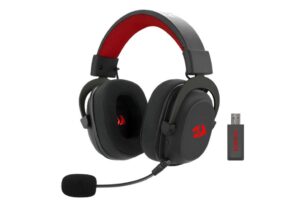 Headset Gamer Redragon H510-Pro Zeus Pro preto com iluminação RGB vista frontal