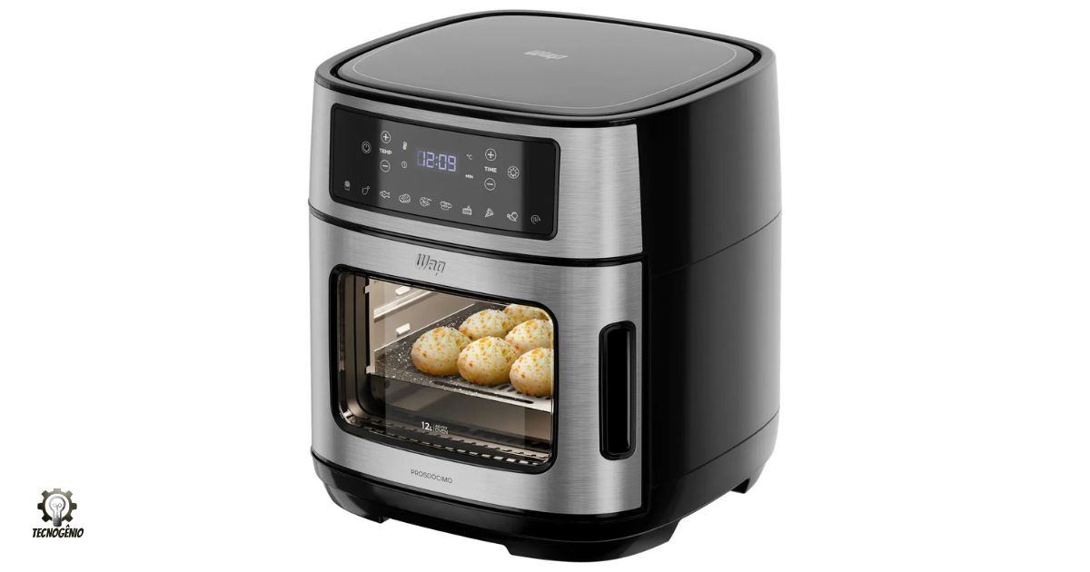 Air Fryer WAP Oven 12 Litros com painel digital preparando alimentos crocantes sem óleo